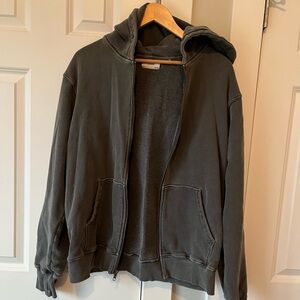 Joah Brown washed black terry zip Hoodie sweatshirt o/s